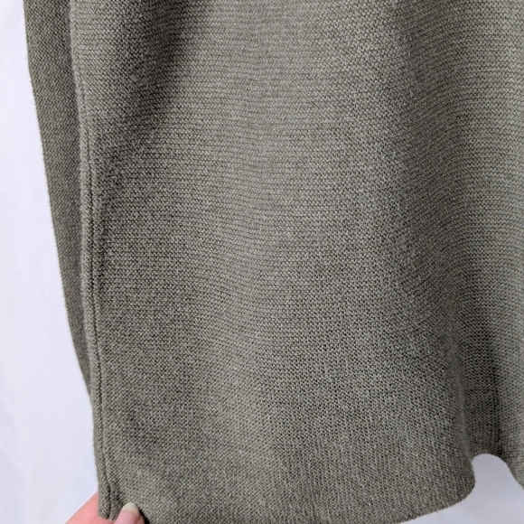 Peruvian Connection Wide Neck Pima Cotton Olive Green Waffle Knit Sweater - Picture 8 of 8